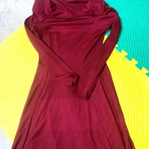 Maroon Cowl-Neck Dress